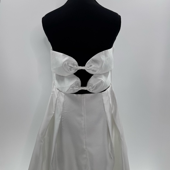 Lulus Pristine Love White Taffeta Strapless Long Maxi Dress With Pockets, Size L - Picture 10 of 16